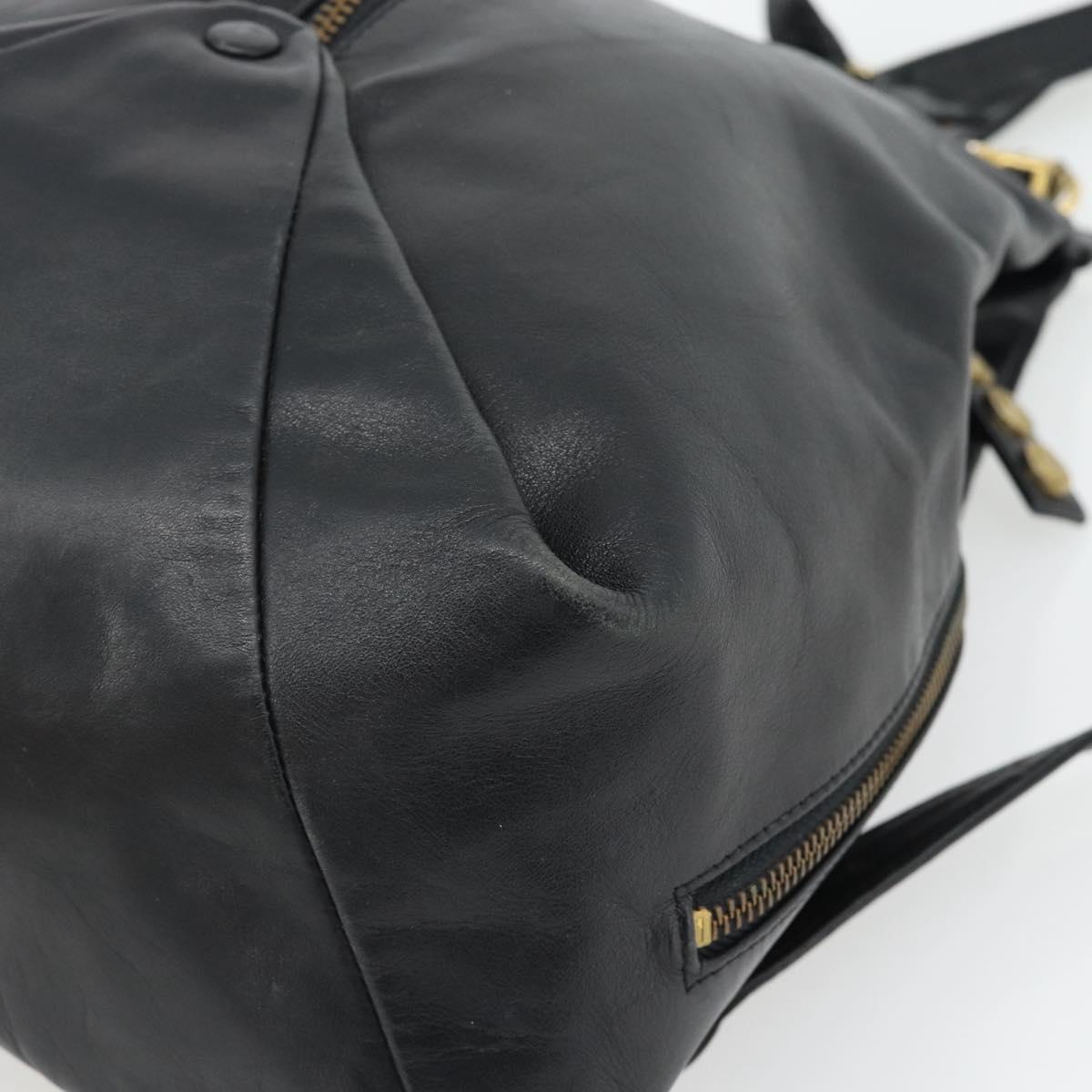Gianni Versace Backpack Leather Black Gold Auth BA12927