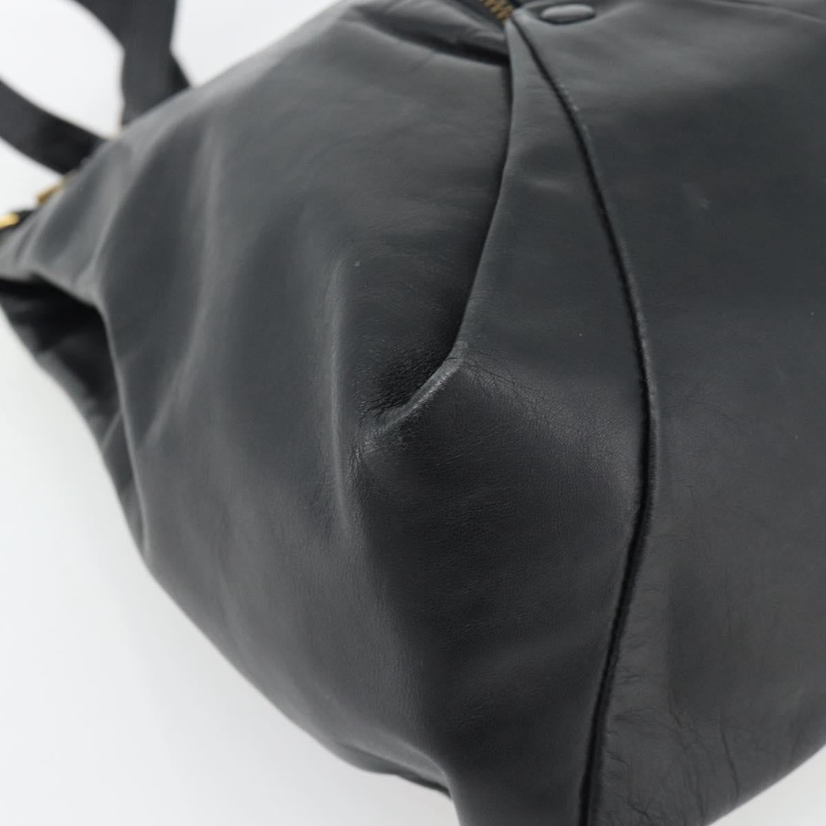Gianni Versace Backpack Leather Black Gold Auth BA12927