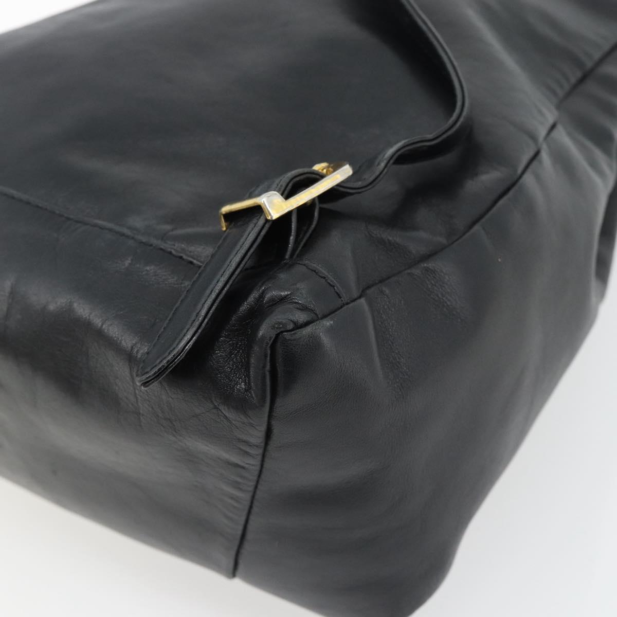 Gianni Versace Backpack Leather Black Gold Auth BA12927