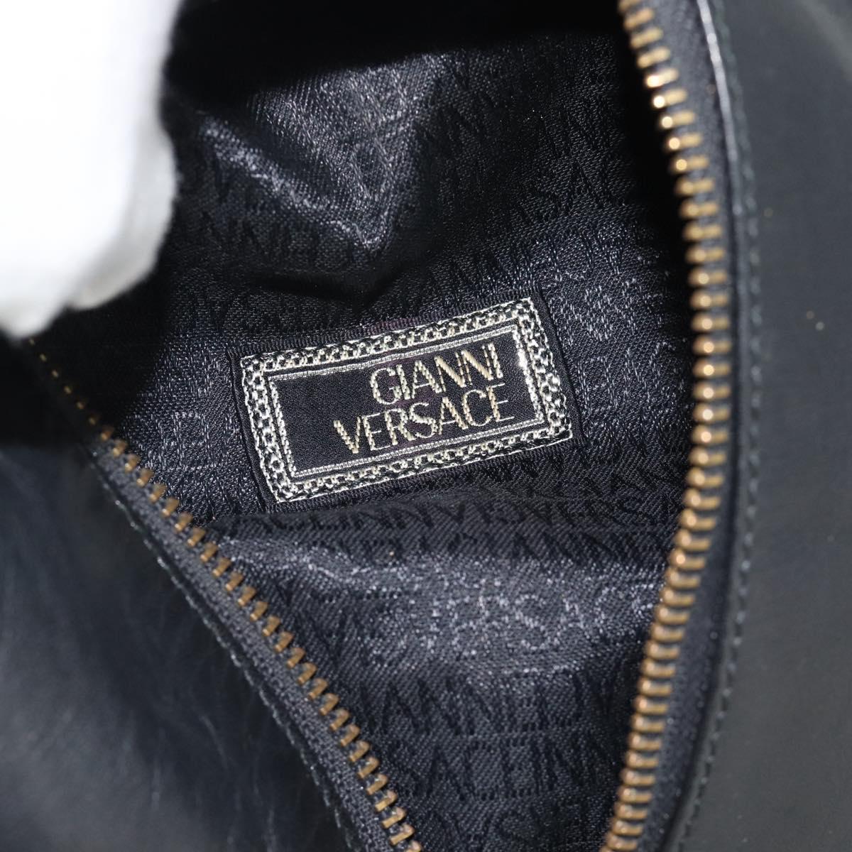 Gianni Versace Backpack Leather Black Gold Auth BA12927