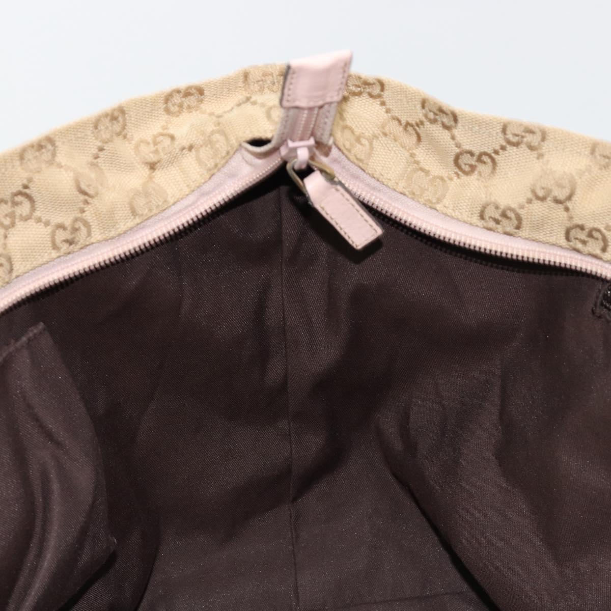 GUCCI GG Canvas Sherry Line Hand Bag Beige Gold 131230 Auth BA12928