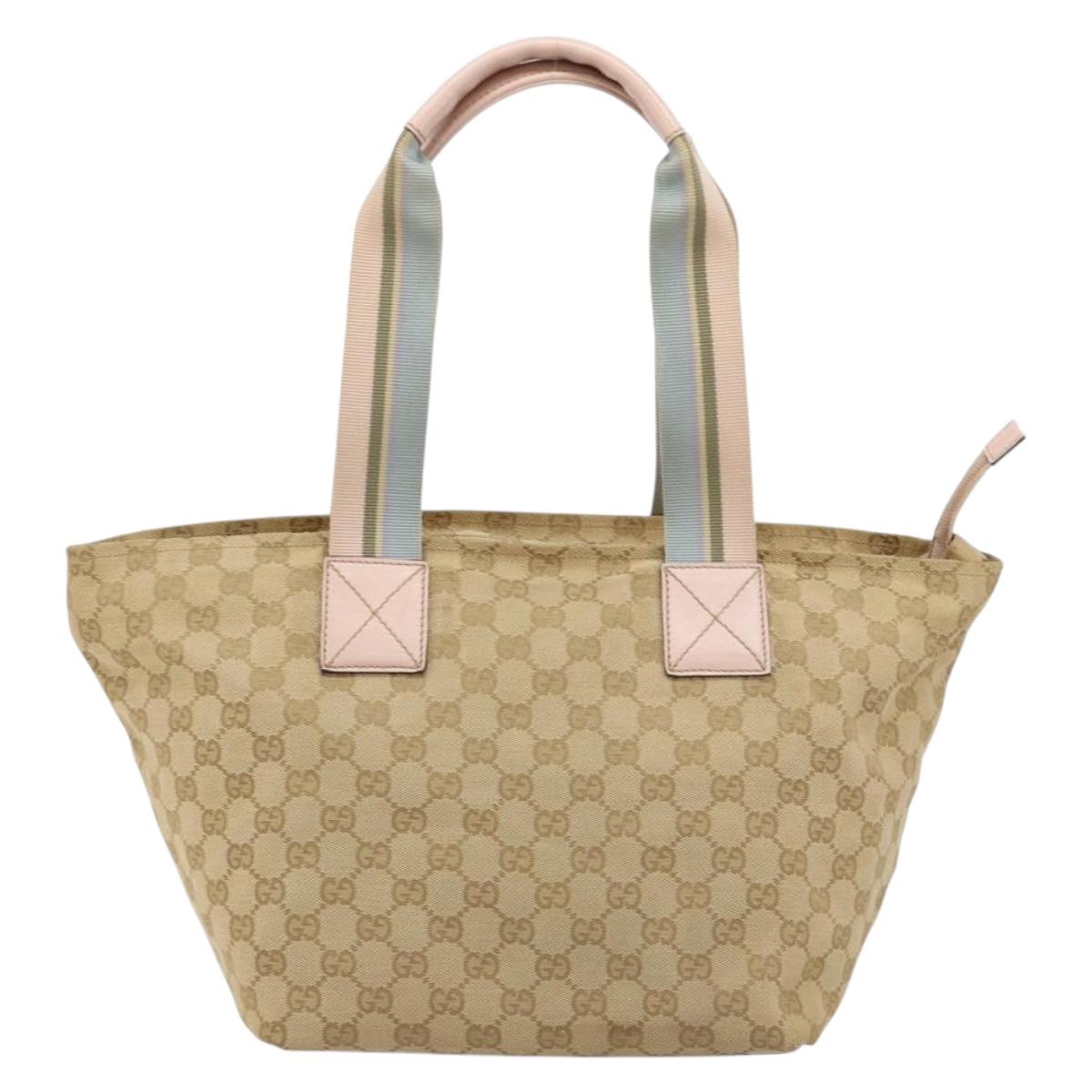 GUCCI GG Canvas Sherry Line Hand Bag Beige Gold 131230 Auth BA12928