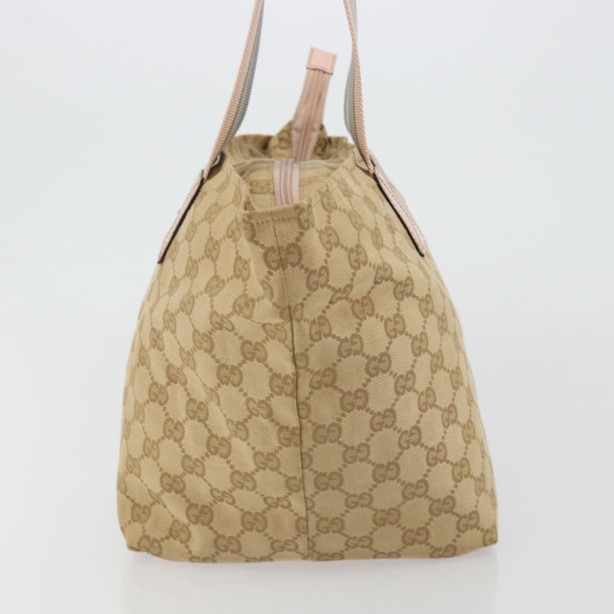 GUCCI GG Canvas Sherry Line Hand Bag Beige Gold 131230 Auth BA12928
