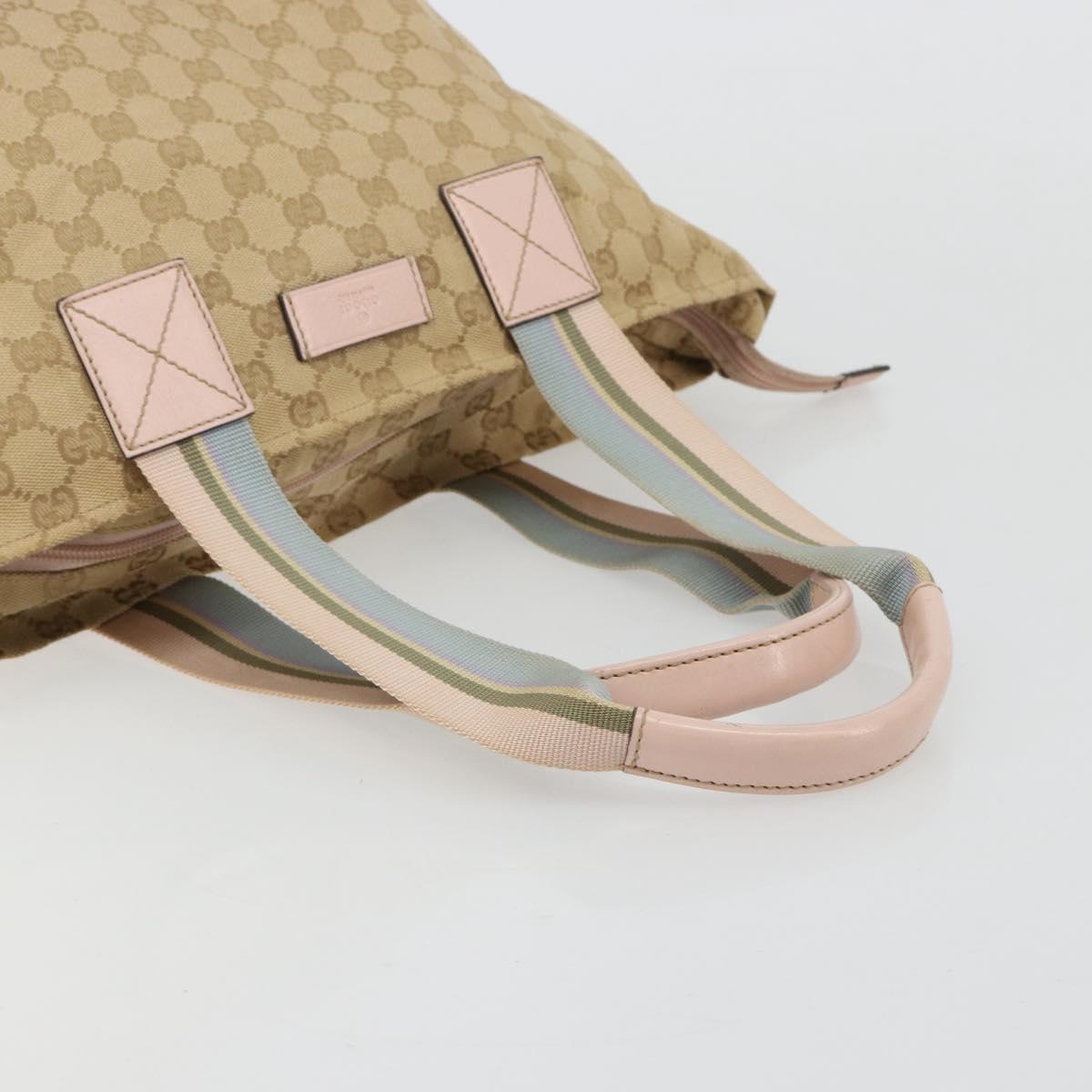 GUCCI GG Canvas Sherry Line Hand Bag Beige Gold 131230 Auth BA12928