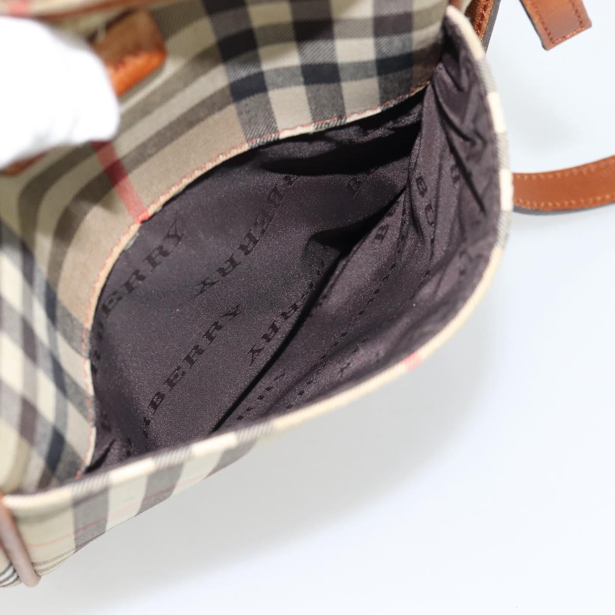 BURBERRY Nova Check Shoulder Bag Canvas Beige Gold Auth BA12930