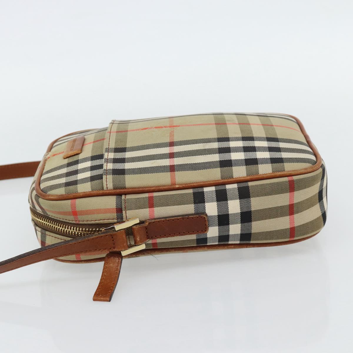 BURBERRY Nova Check Shoulder Bag Canvas Beige Gold Auth BA12930