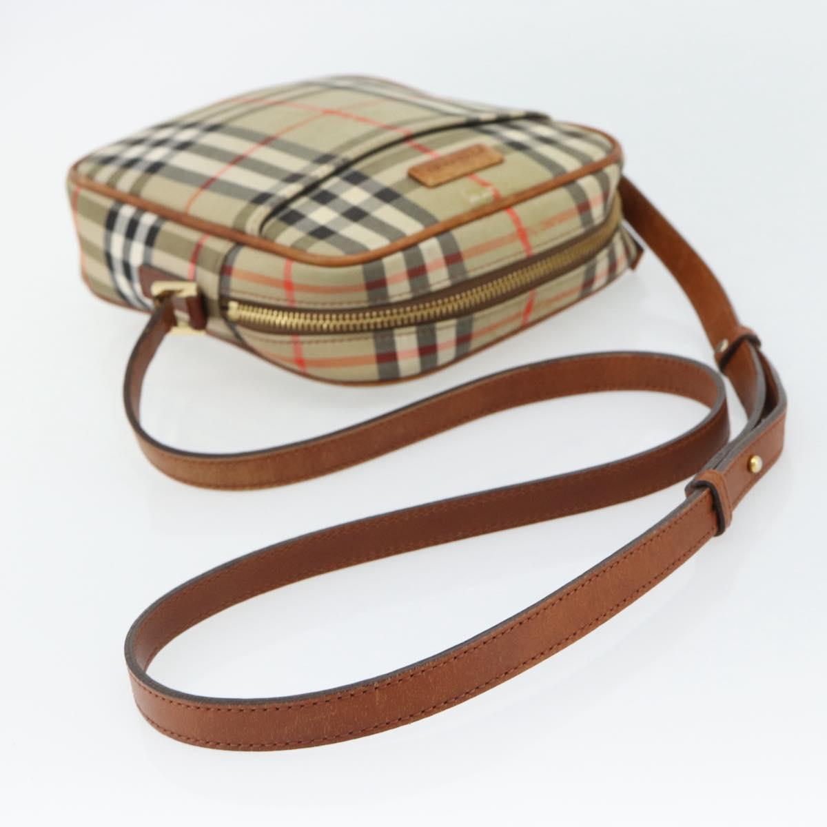 BURBERRY Nova Check Shoulder Bag Canvas Beige Gold Auth BA12930