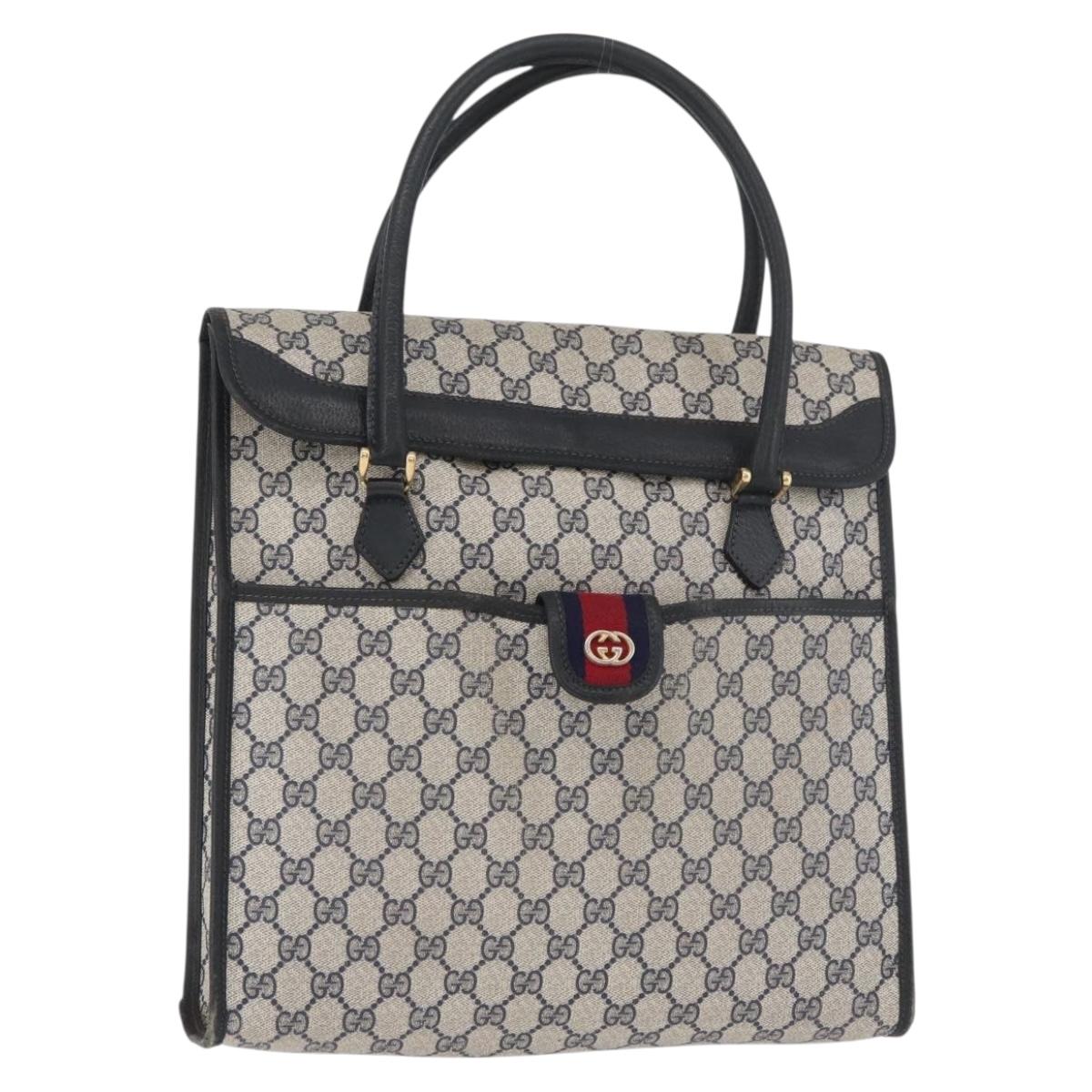 GUCCI GG Supreme Tote Bag PVC Navy Gold Auth BA12940