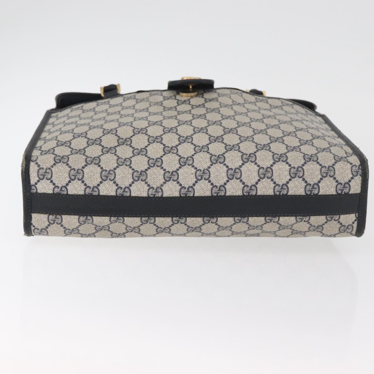 GUCCI GG Supreme Tote Bag PVC Navy Gold Auth BA12940