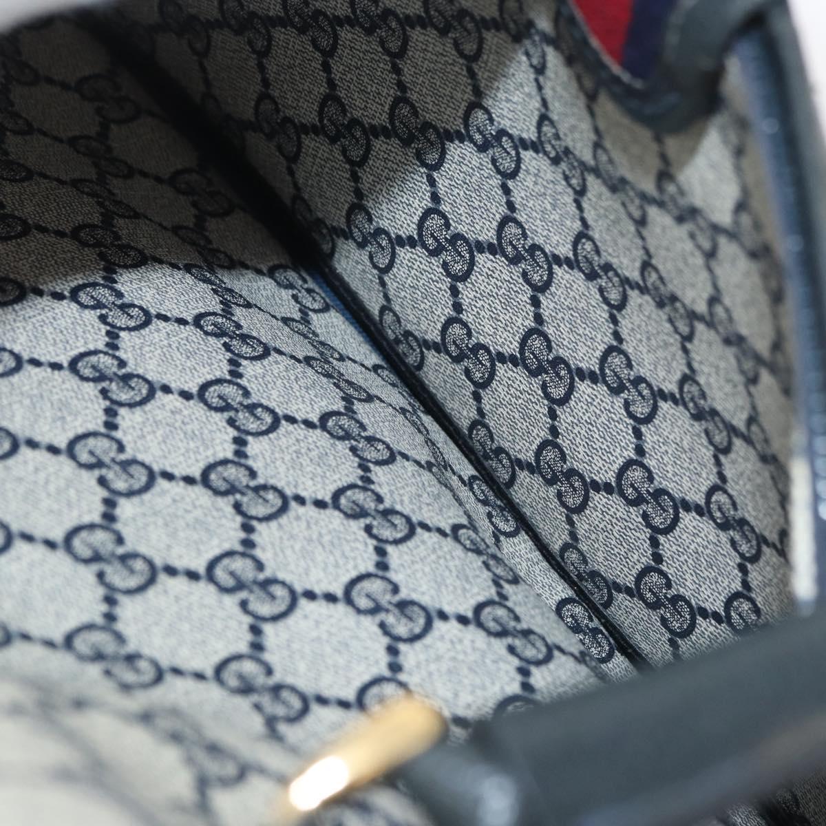 GUCCI GG Supreme Tote Bag PVC Navy Gold Auth BA12940