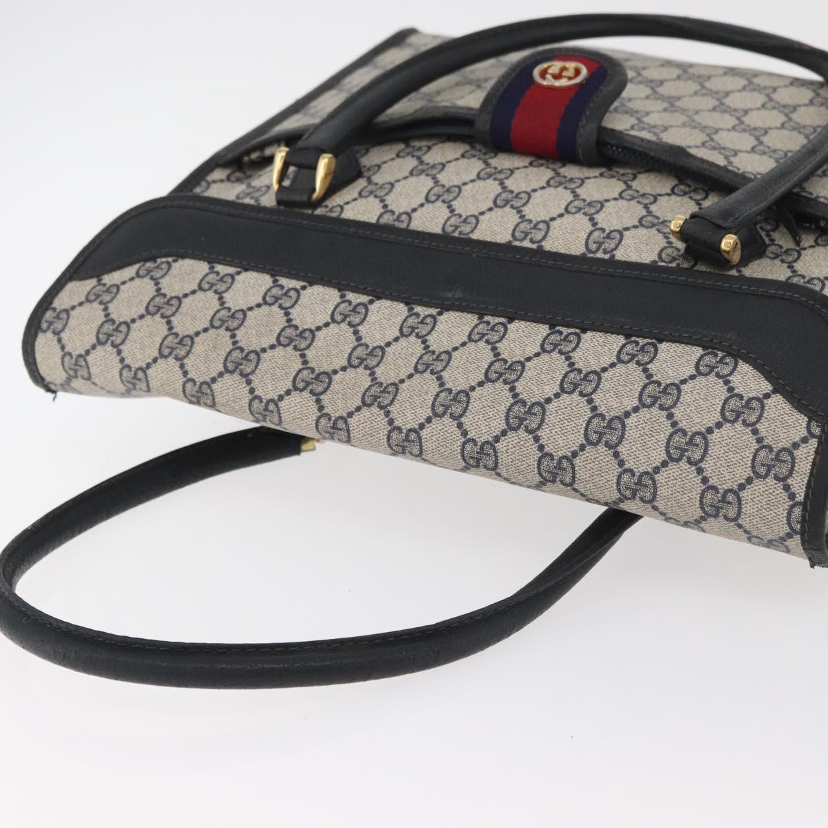 GUCCI GG Supreme Tote Bag PVC Navy Gold Auth BA12940