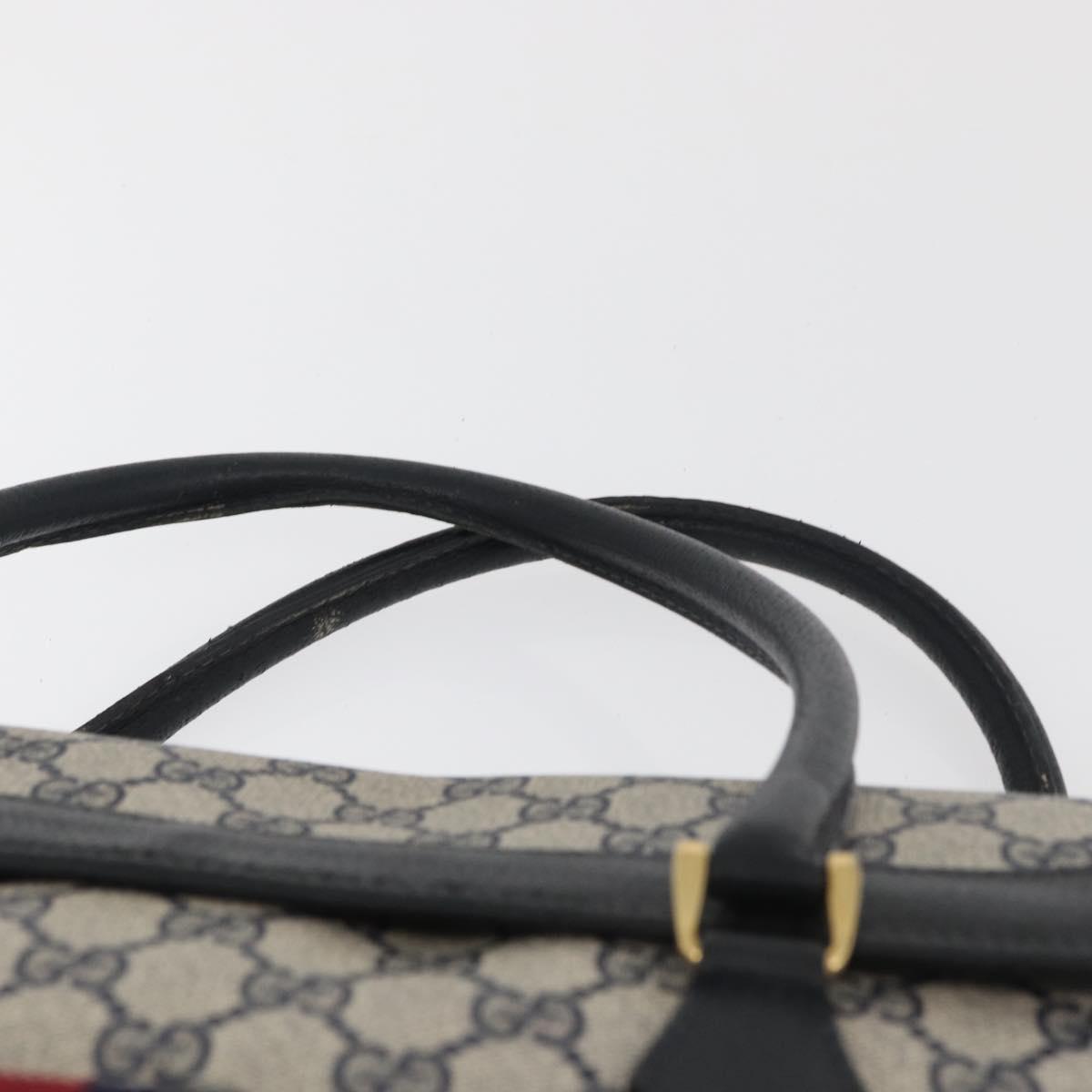 GUCCI GG Supreme Tote Bag PVC Navy Gold Auth BA12940