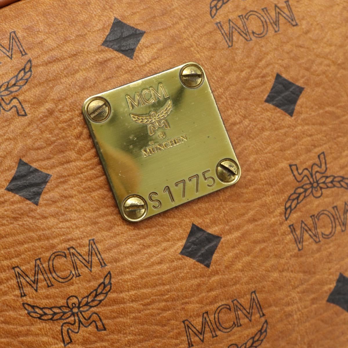 MCM Vicetos Logogram Clutch Bag PVC Brown Gold Auth BA12942