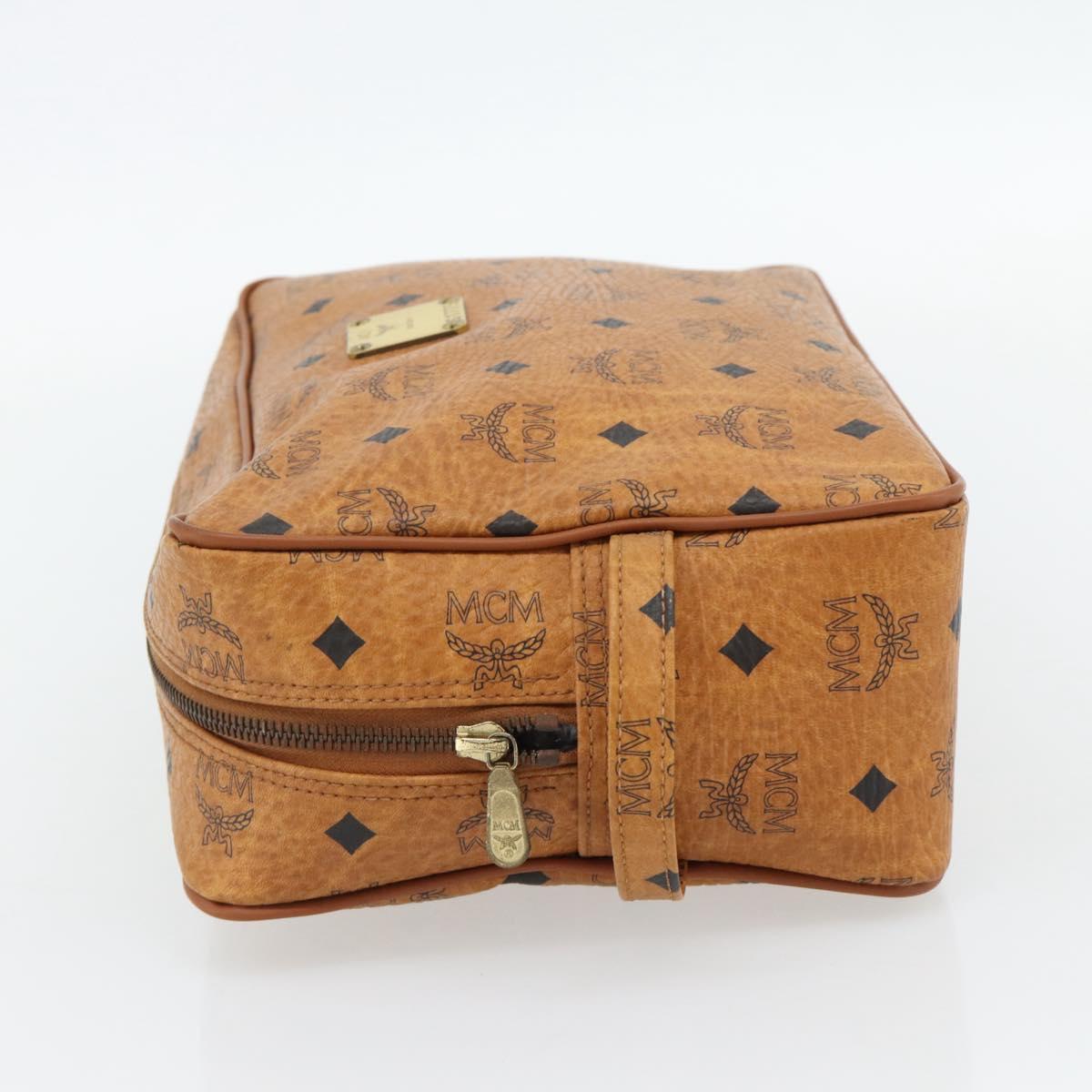 MCM Vicetos Logogram Clutch Bag PVC Brown Gold Auth BA12942