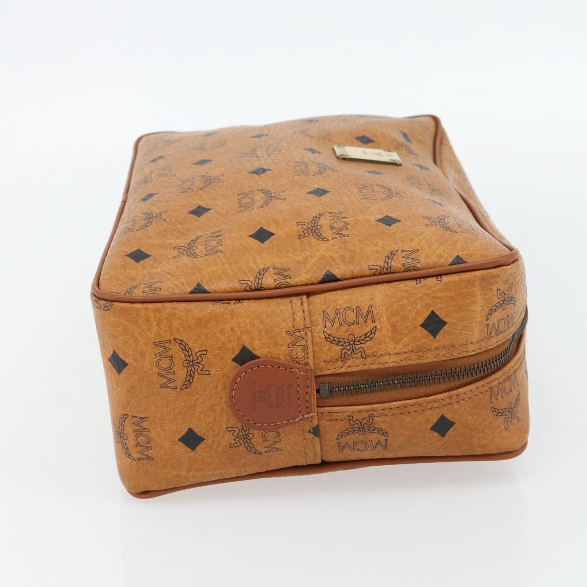 MCM Vicetos Logogram Clutch Bag PVC Brown Gold Auth BA12942