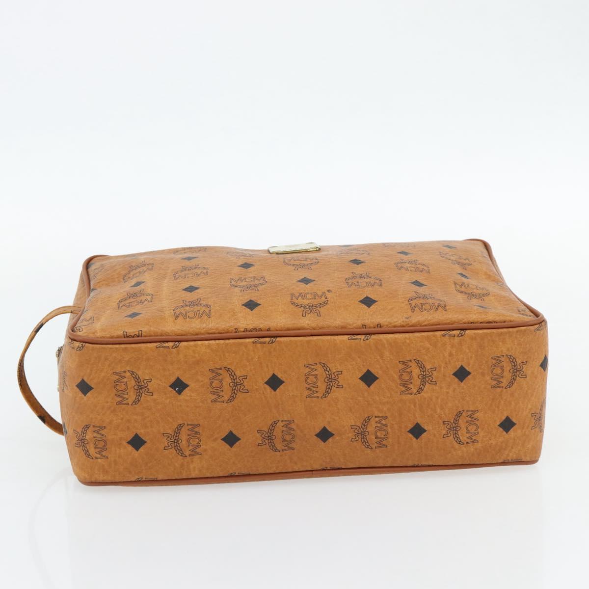 MCM Vicetos Logogram Clutch Bag PVC Brown Gold Auth BA12942