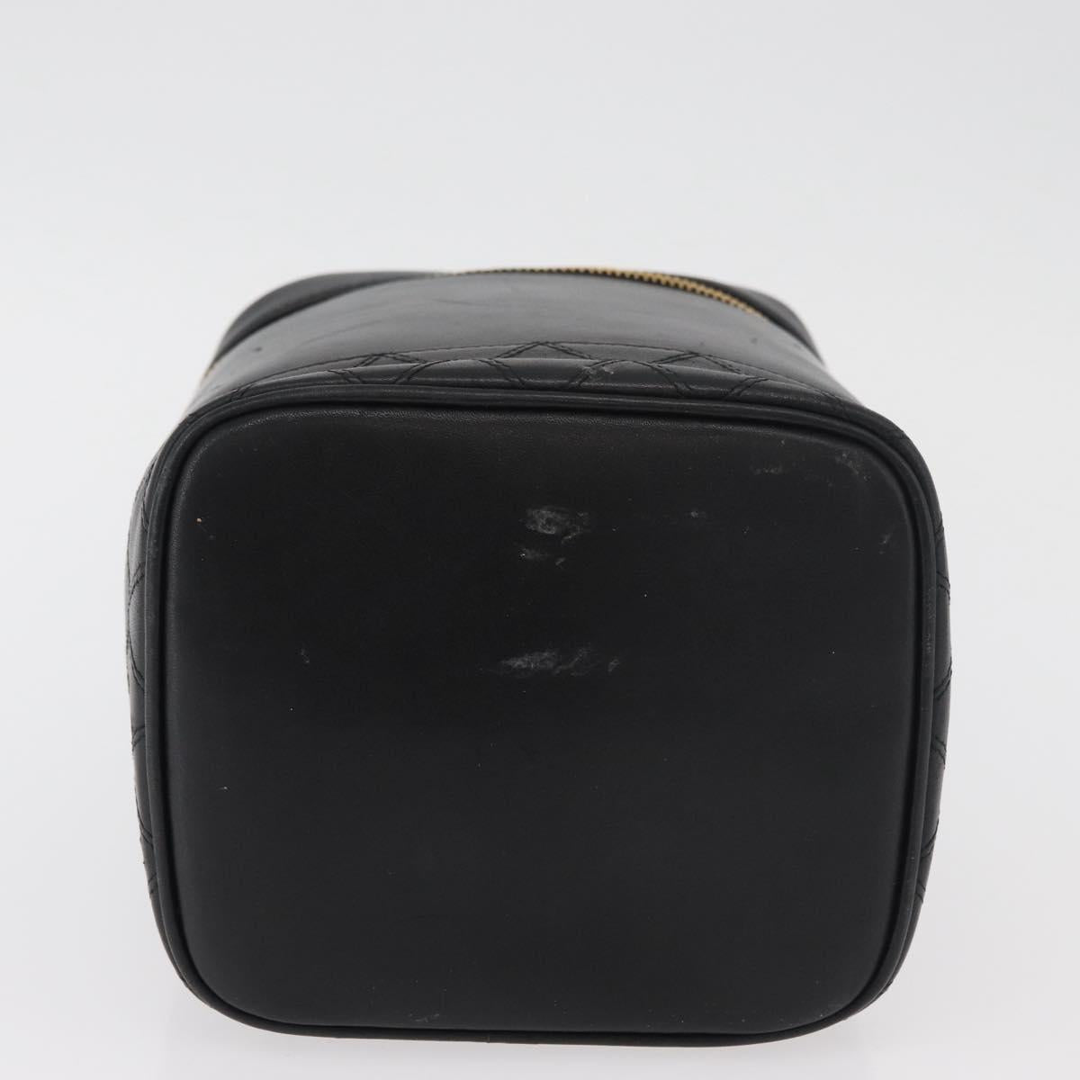 CHANEL Bicolore Vanity Hand Bag Leather Black Gold CC Auth BA12943A