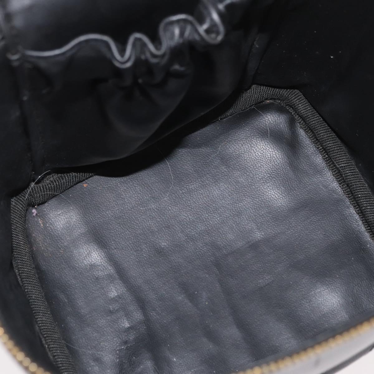 CHANEL Bicolore Vanity Hand Bag Leather Black Gold CC Auth BA12943A