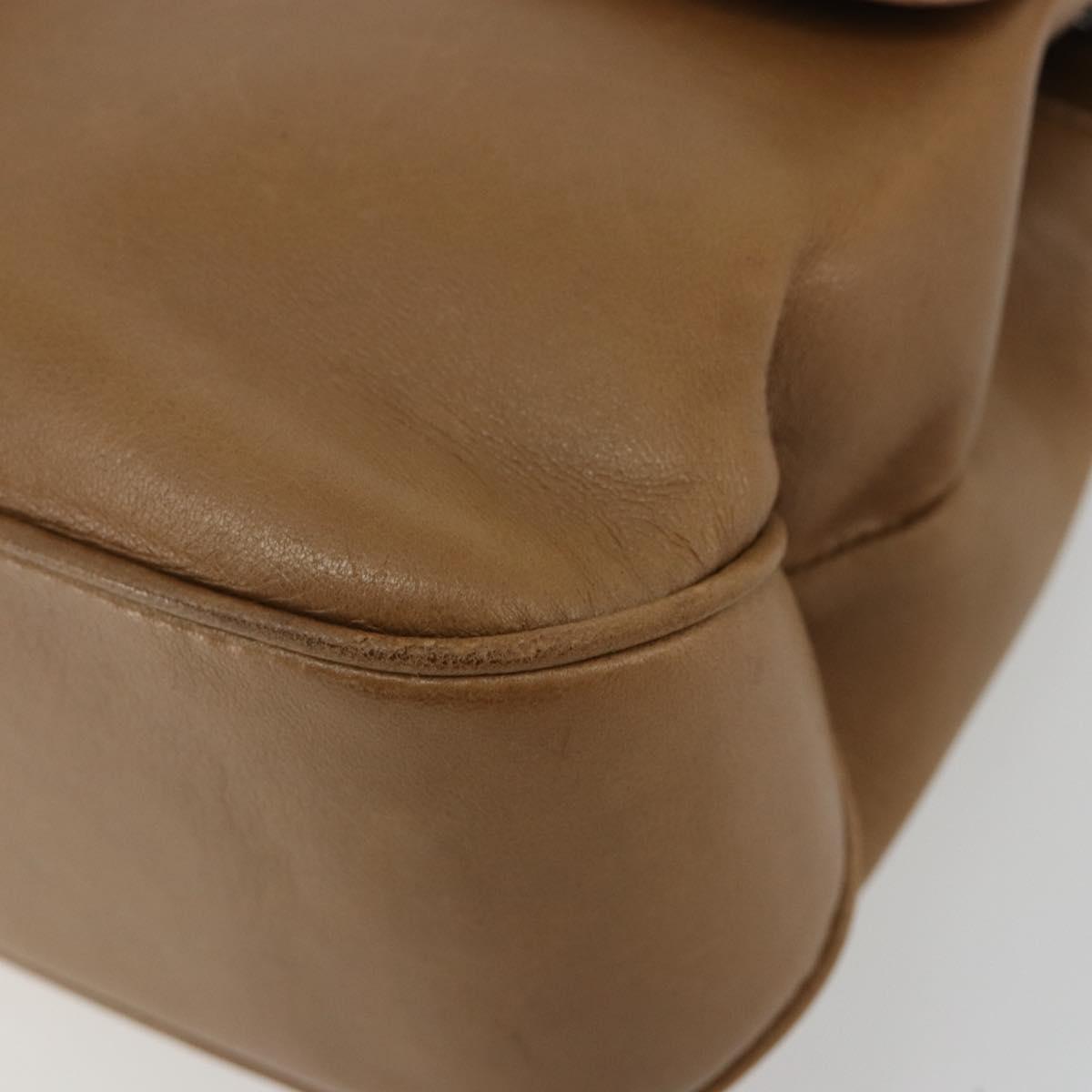 Salvatore Ferragamo Vala Hand Bag Leather Brown Silver Auth BA12946A