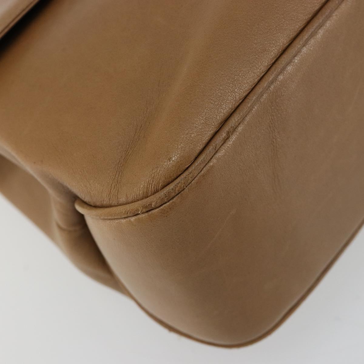 Salvatore Ferragamo Vala Hand Bag Leather Brown Silver Auth BA12946A