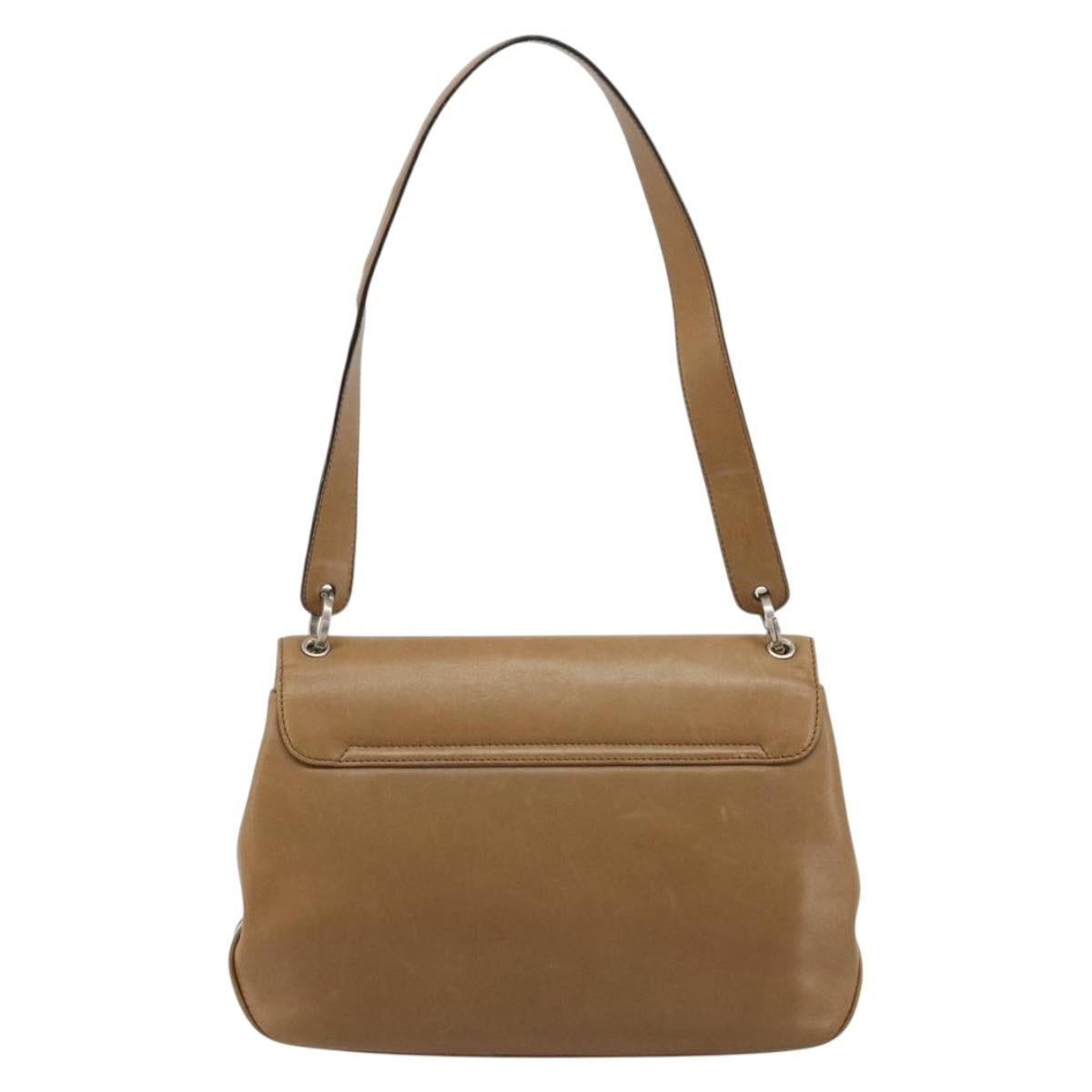 Salvatore Ferragamo Vala Hand Bag Leather Brown Silver Auth BA12946A