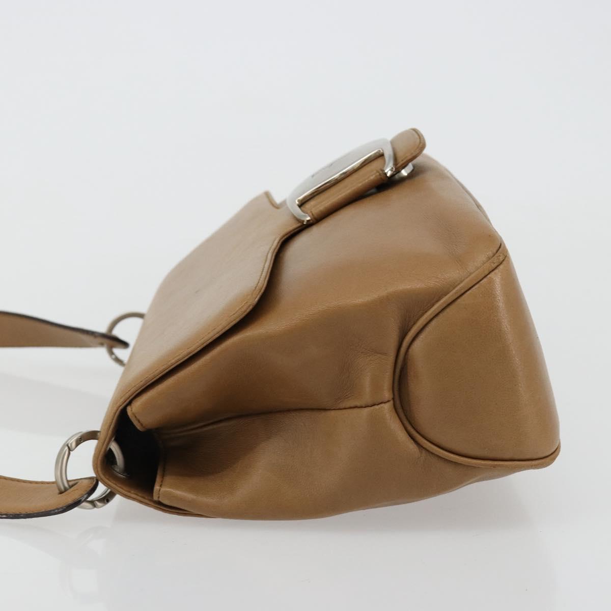 Salvatore Ferragamo Vala Hand Bag Leather Brown Silver Auth BA12946A
