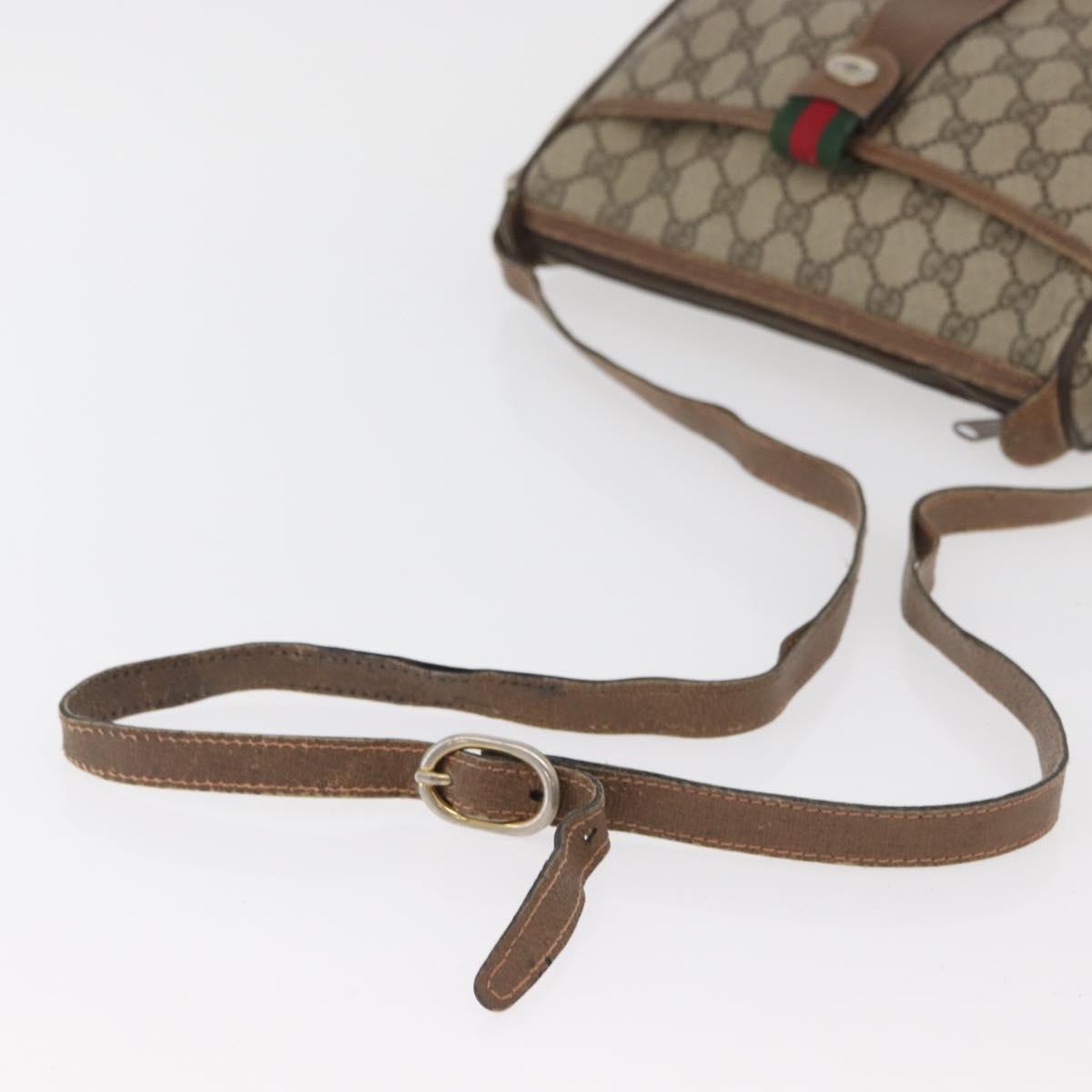 GUCCI GG Supreme Web Sherry Line Bag PVC Beige Gold 89 02 032 Auth BA12950