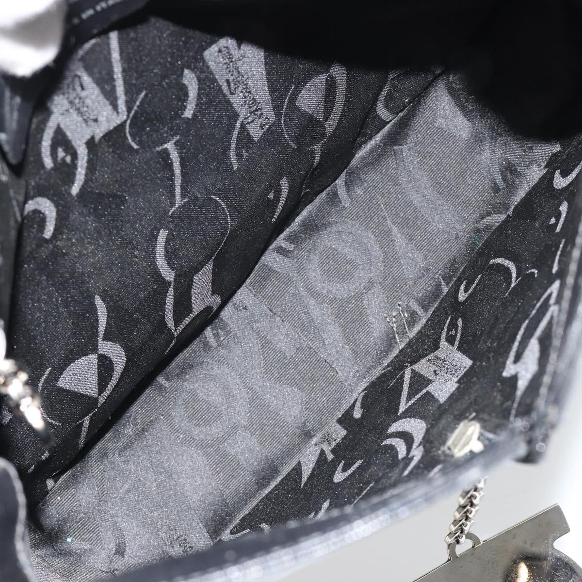 Salvatore Ferragamo Gancini Shoulder Bag Leather Black Silver Auth BA12954