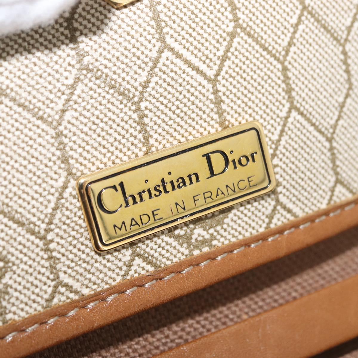 Christian Dior Honeycomb Canvas Chain Shoulder Bag PVC Beige Gold Auth BA12955A
