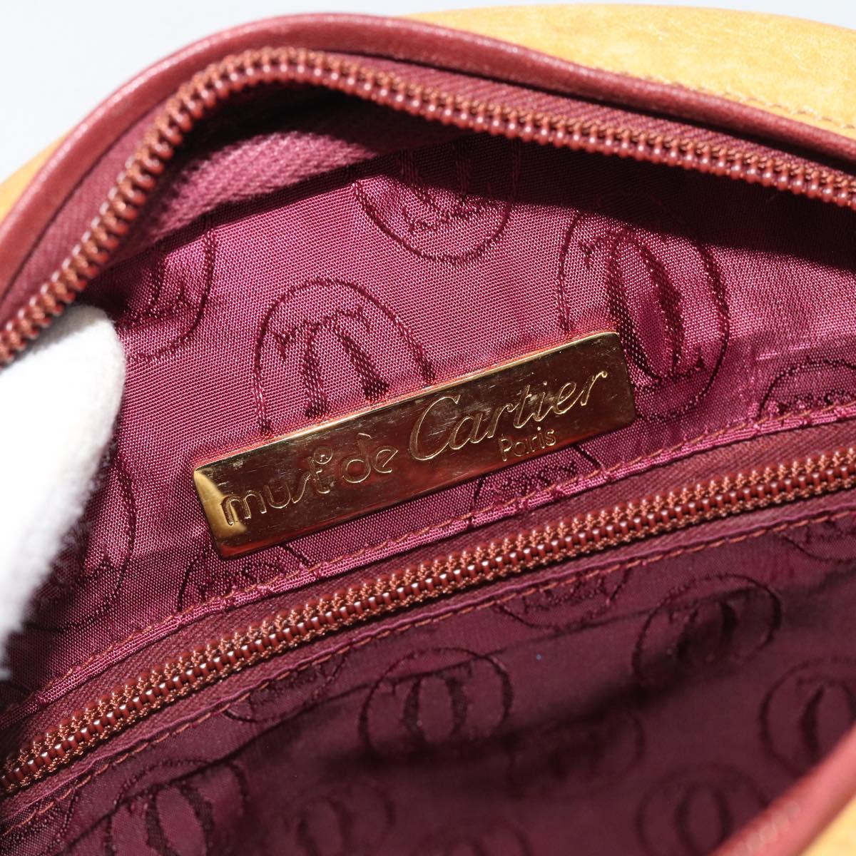 CARTIER Must Line Shoulder Bag Leather Yellow Gold Auth BA12956