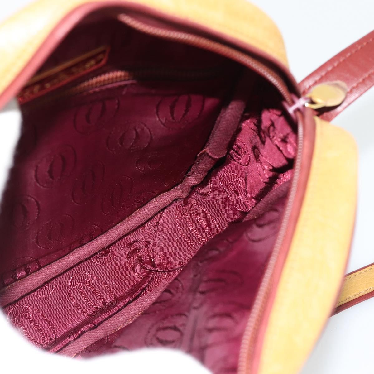 CARTIER Must Line Shoulder Bag Leather Yellow Gold Auth BA12956