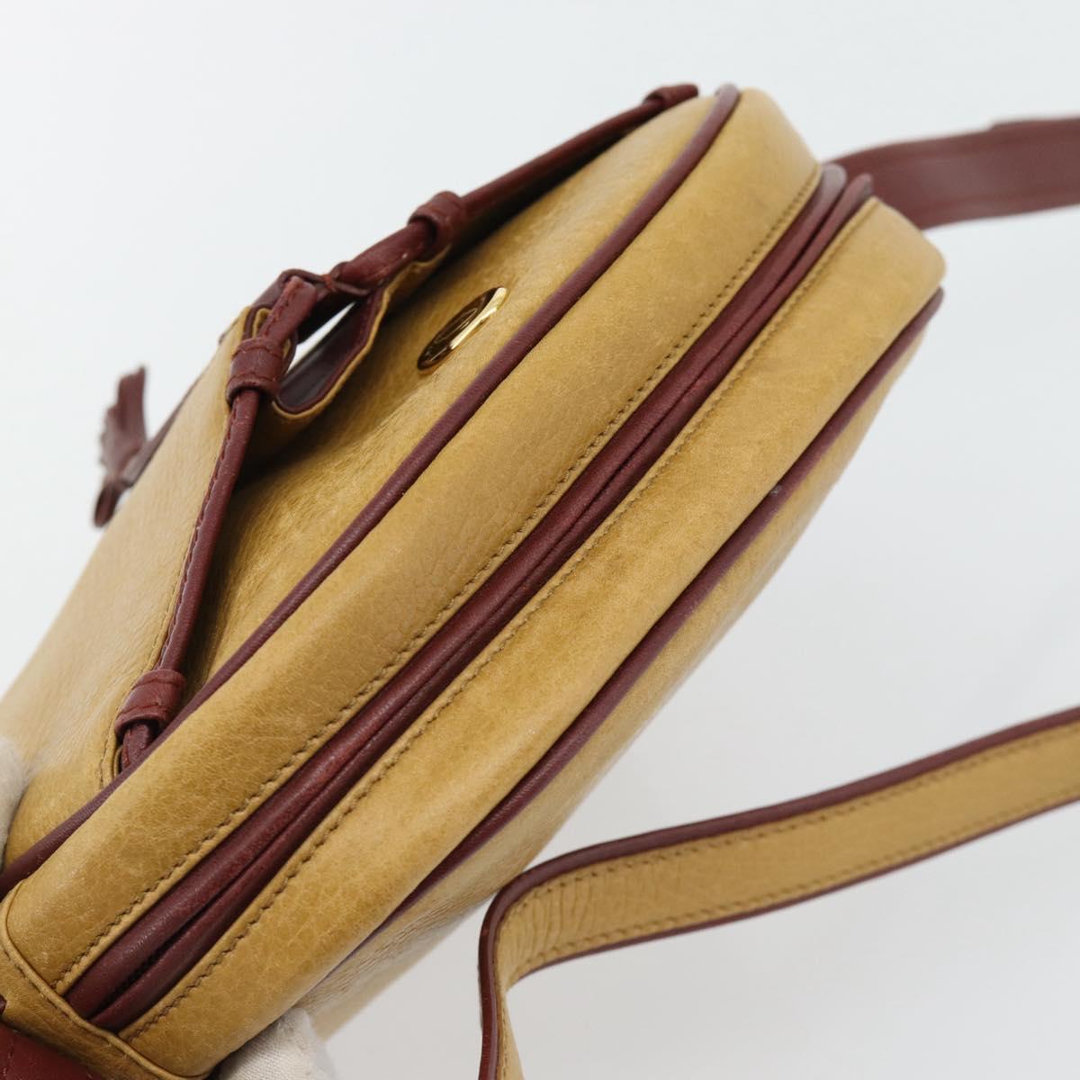 CARTIER Must Line Shoulder Bag Leather Yellow Gold Auth BA12956