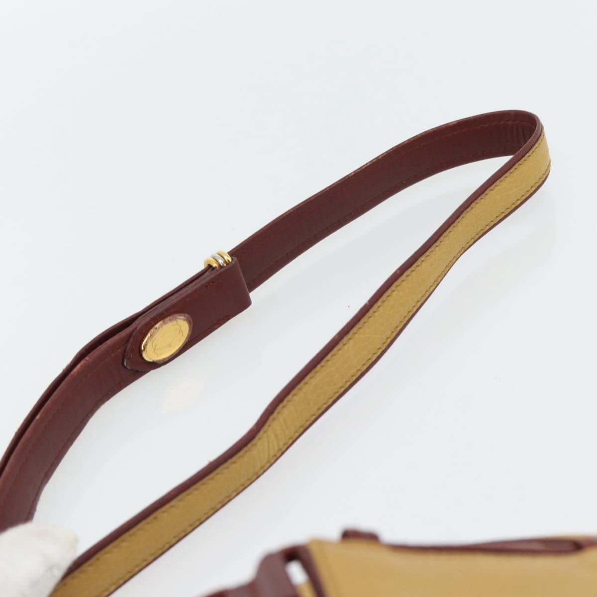 CARTIER Must Line Shoulder Bag Leather Yellow Gold Auth BA12956