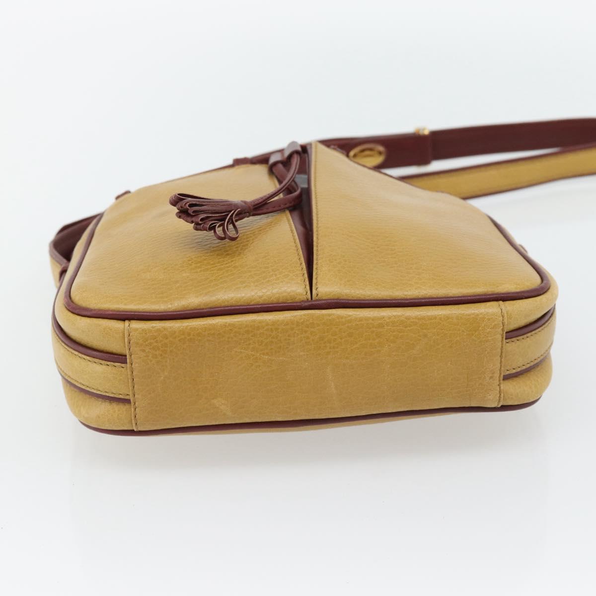 CARTIER Must Line Shoulder Bag Leather Yellow Gold Auth BA12956