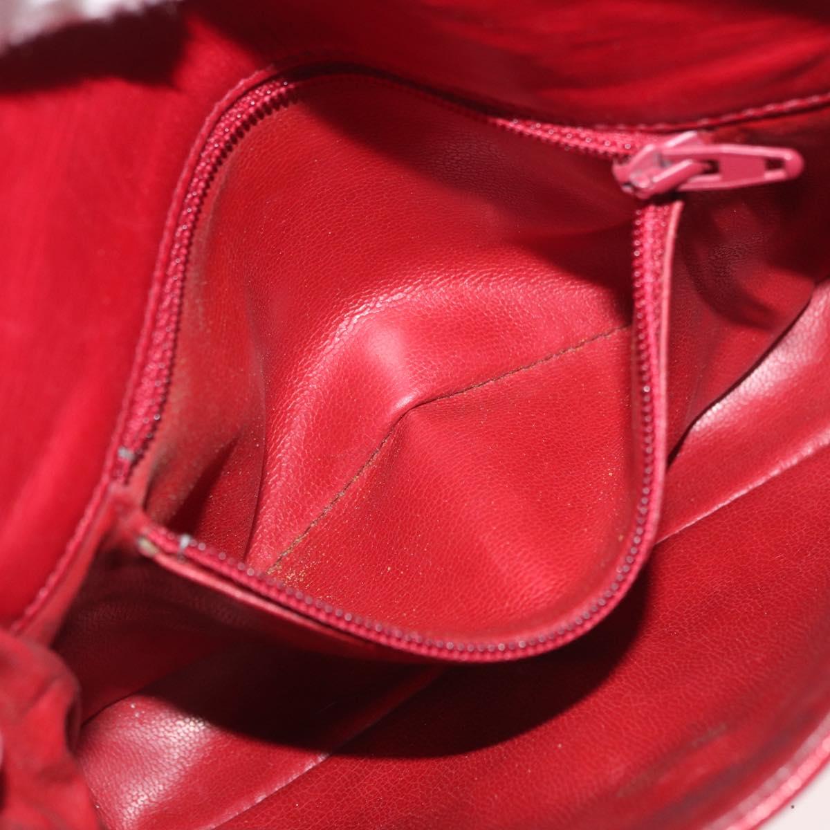 CHANEL Matelasse Waist Bag Lamb Skin Red Gold CC Auth BA12963