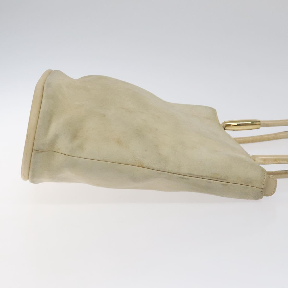 GUCCI Shoulder Bag Suede Beige Gold Auth BA1297