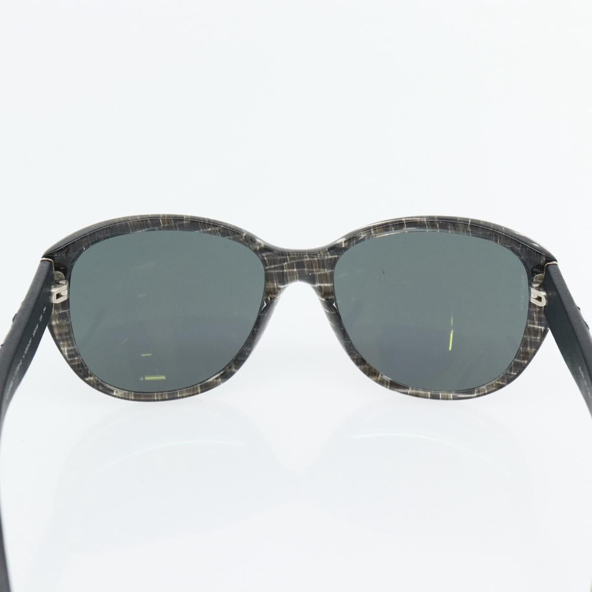 CHANEL Matelasse Sunglasses Plastic Lamb Skin Black CC Auth BA12975M