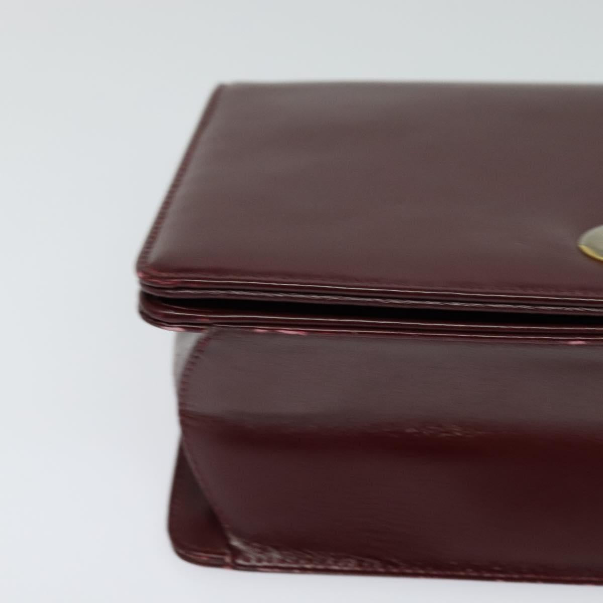 Christian Dior Chain Shoulder Bag Leather Wine Red Gold Auth BA1298