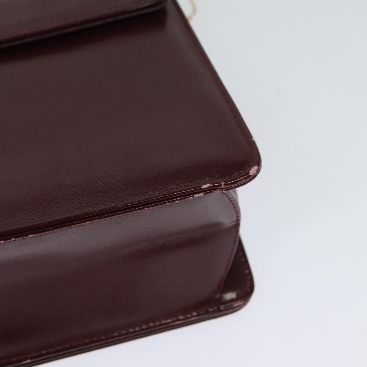 Christian Dior Chain Shoulder Bag Leather Wine Red Gold Auth BA1298