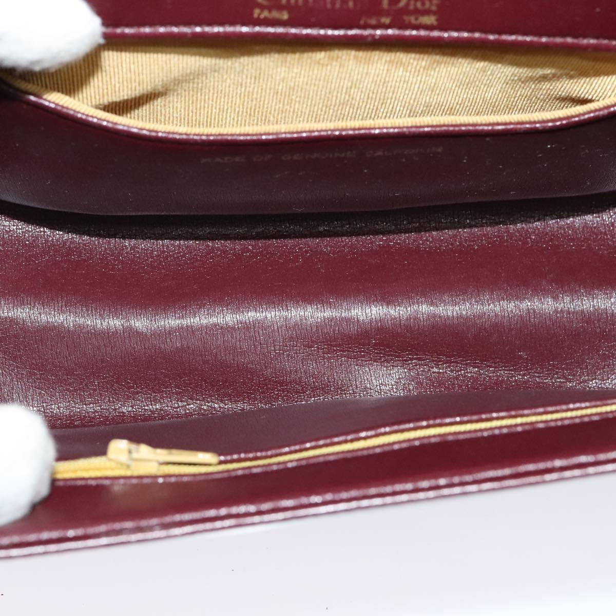 Christian Dior Chain Shoulder Bag Leather Wine Red Gold Auth BA1298