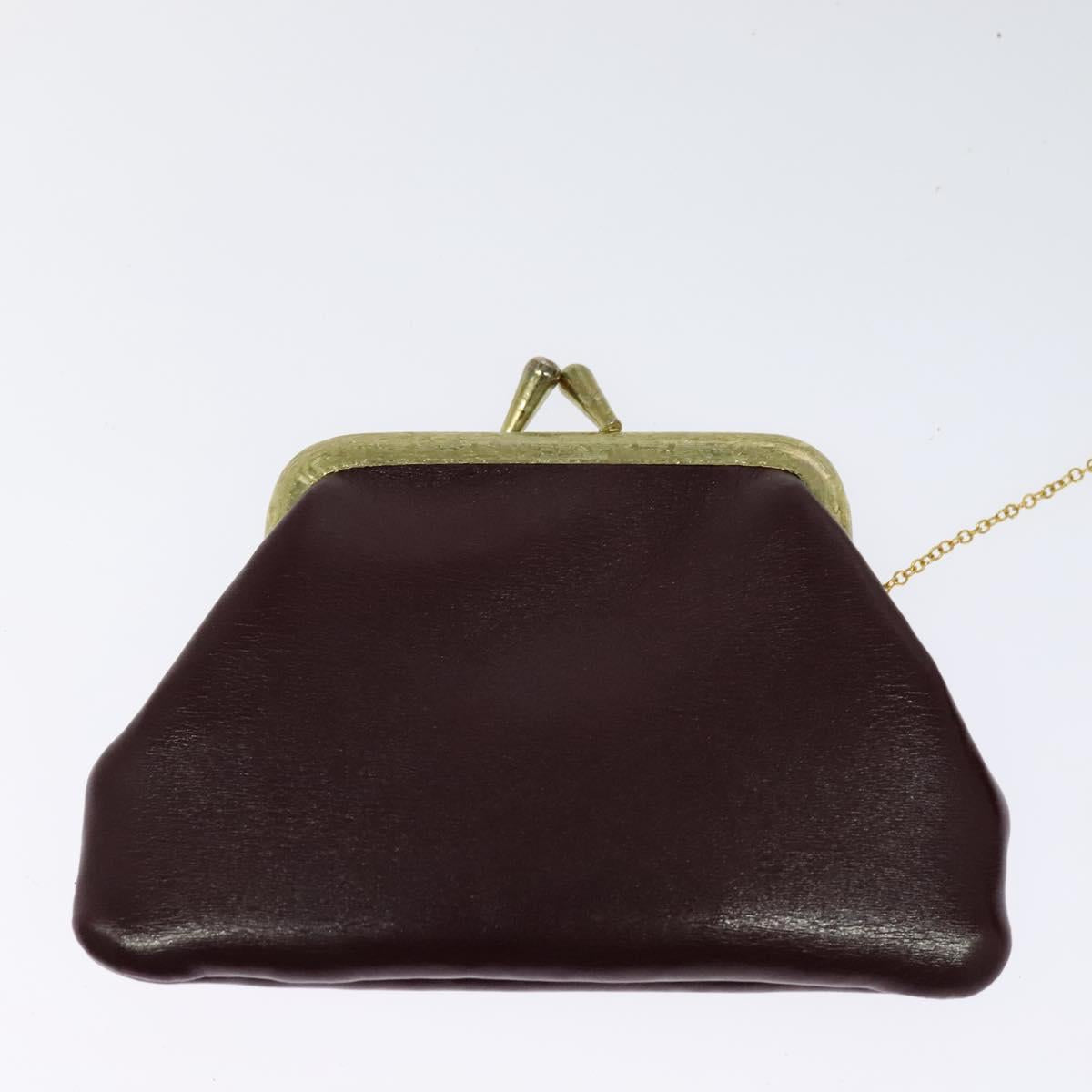 Christian Dior Chain Shoulder Bag Leather Wine Red Gold Auth BA1298