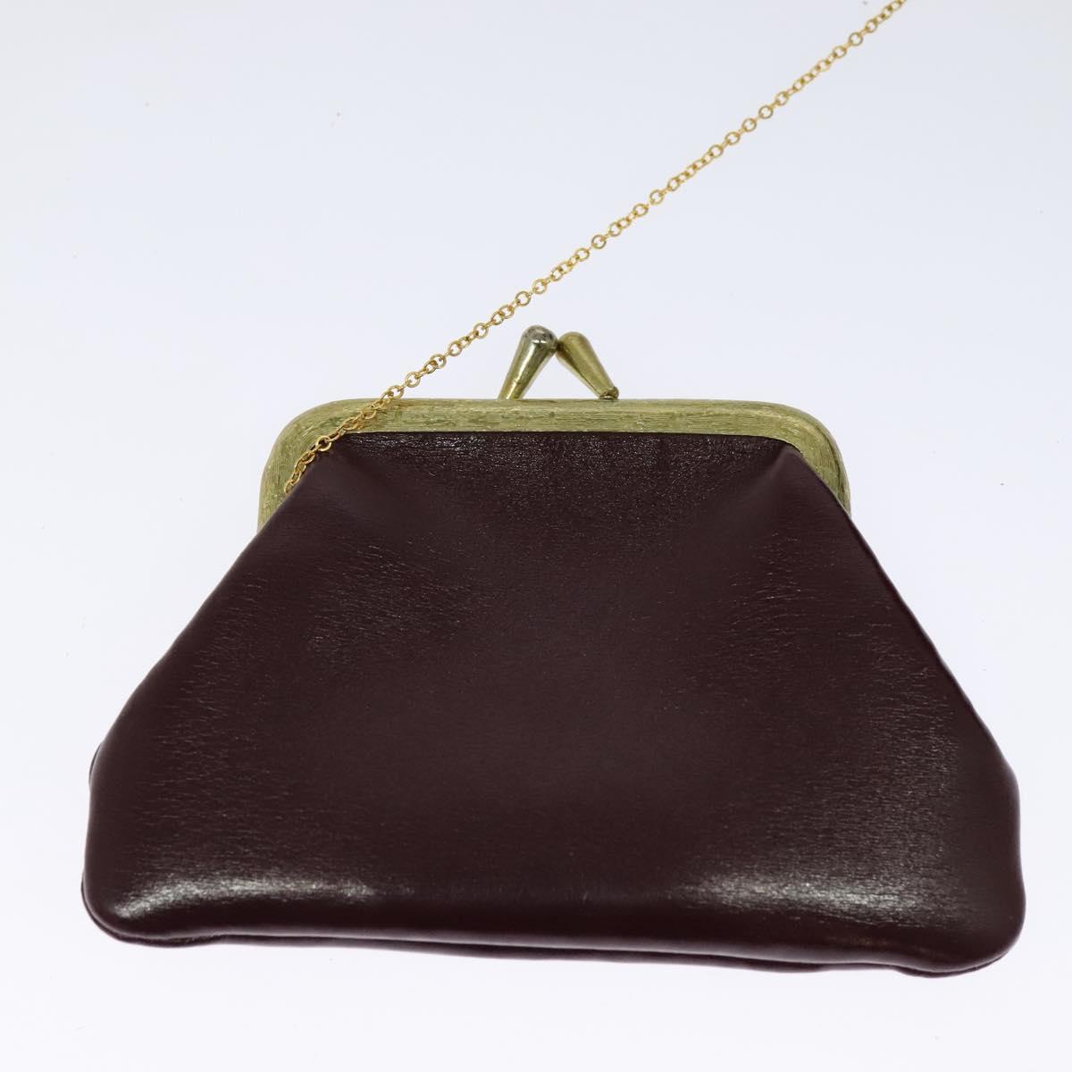 Christian Dior Chain Shoulder Bag Leather Wine Red Gold Auth BA1298