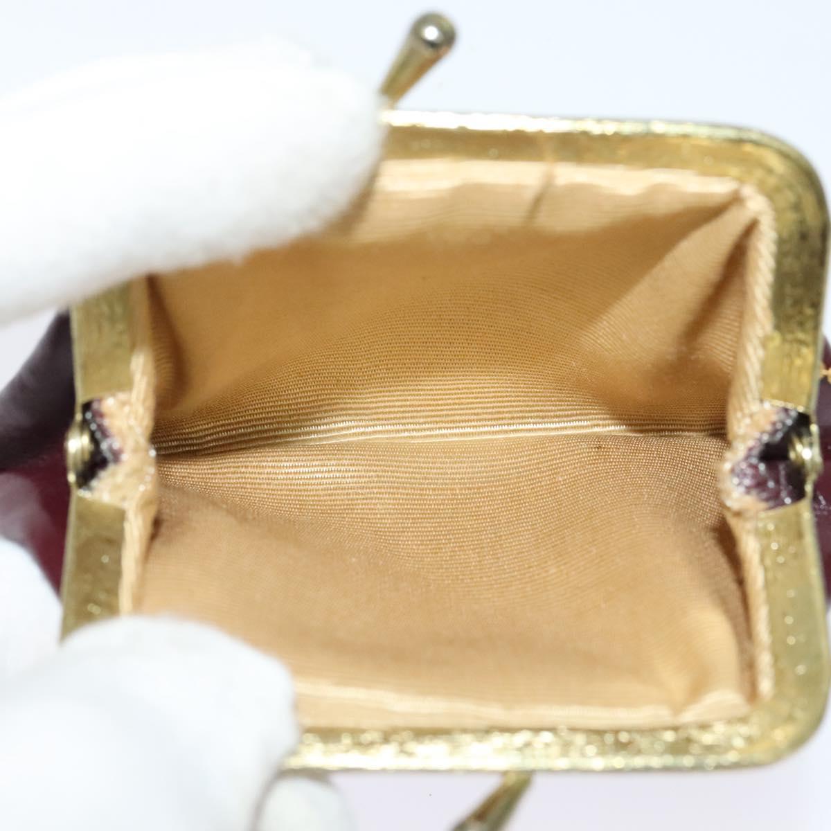 Christian Dior Chain Shoulder Bag Leather Wine Red Gold Auth BA1298