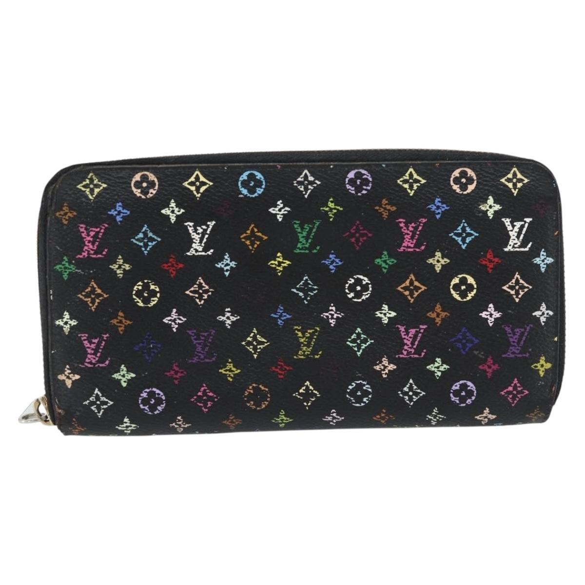 LOUIS VUITTON Monogram Multicolor Zippy Wallet Black M60243 LV Auth BA12982