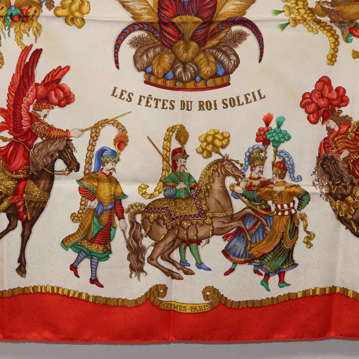HERMES Carre 90 Scarf ""Les Fêtes du Roi Soleil"" Silk Multicolor Auth BA12985