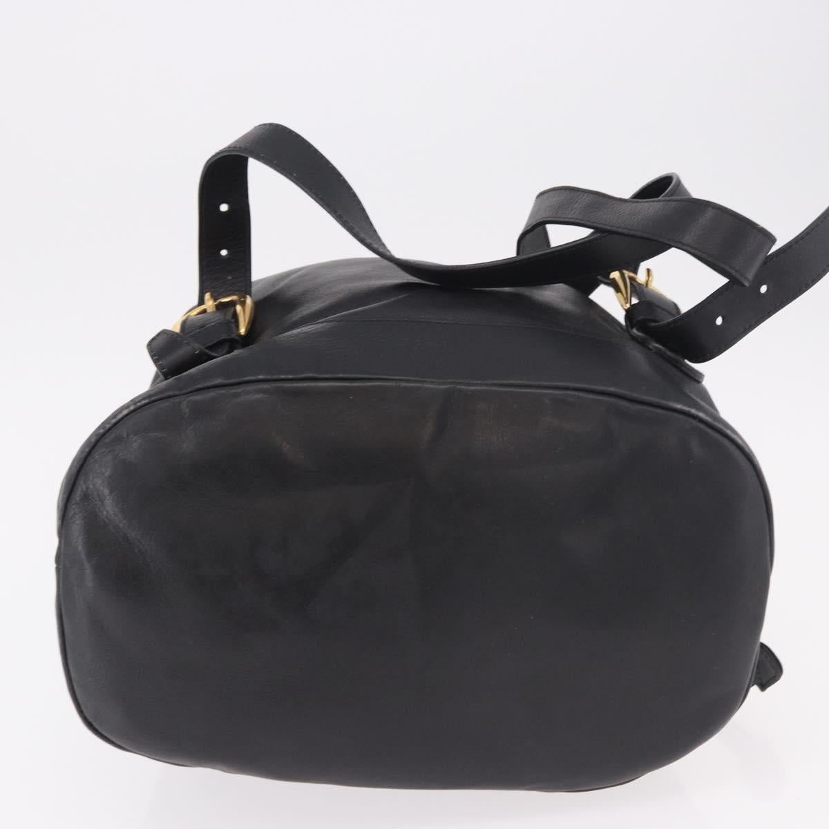GUCCI Bamboo Backpack Leather Black Gold 003 2855 0043 0 Auth BA12989