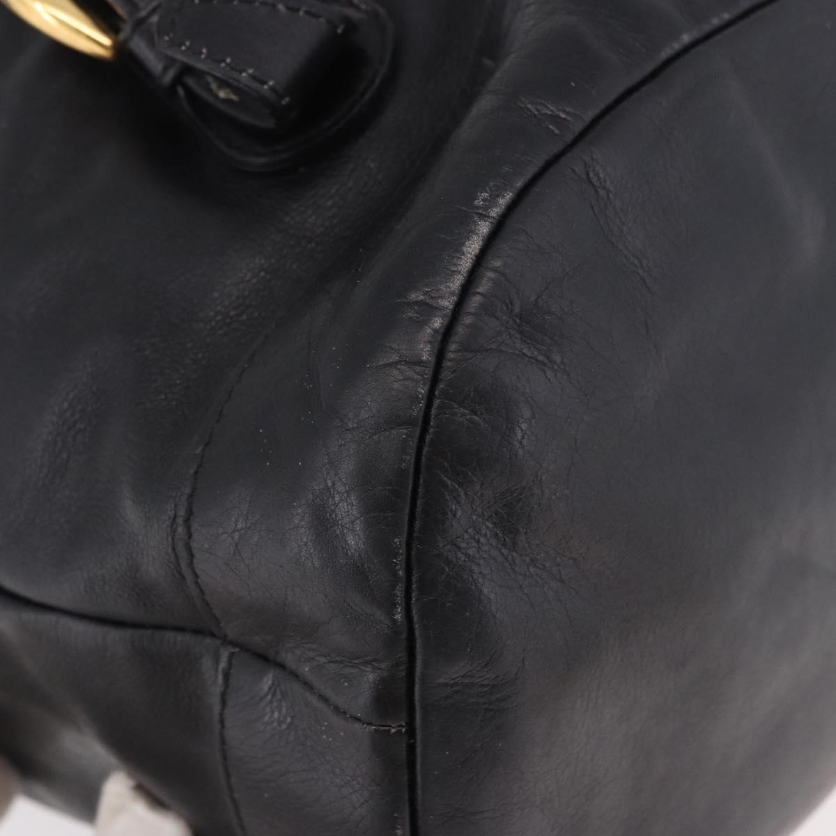 GUCCI Bamboo Backpack Leather Black Gold 003 2855 0043 0 Auth BA12989