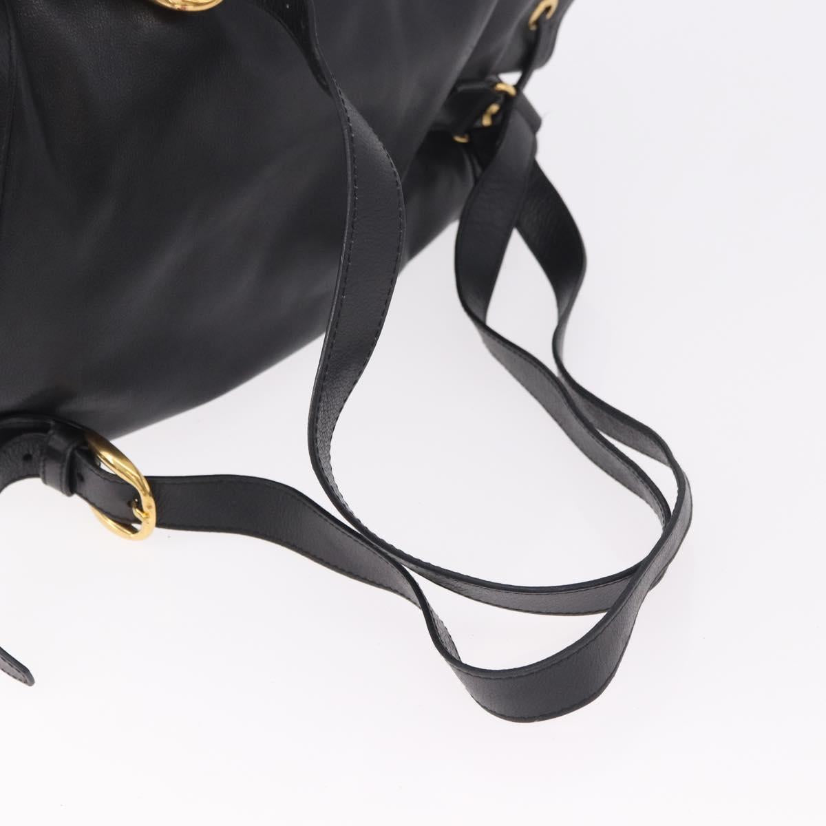 GUCCI Bamboo Backpack Leather Black Gold 003 2855 0043 0 Auth BA12989