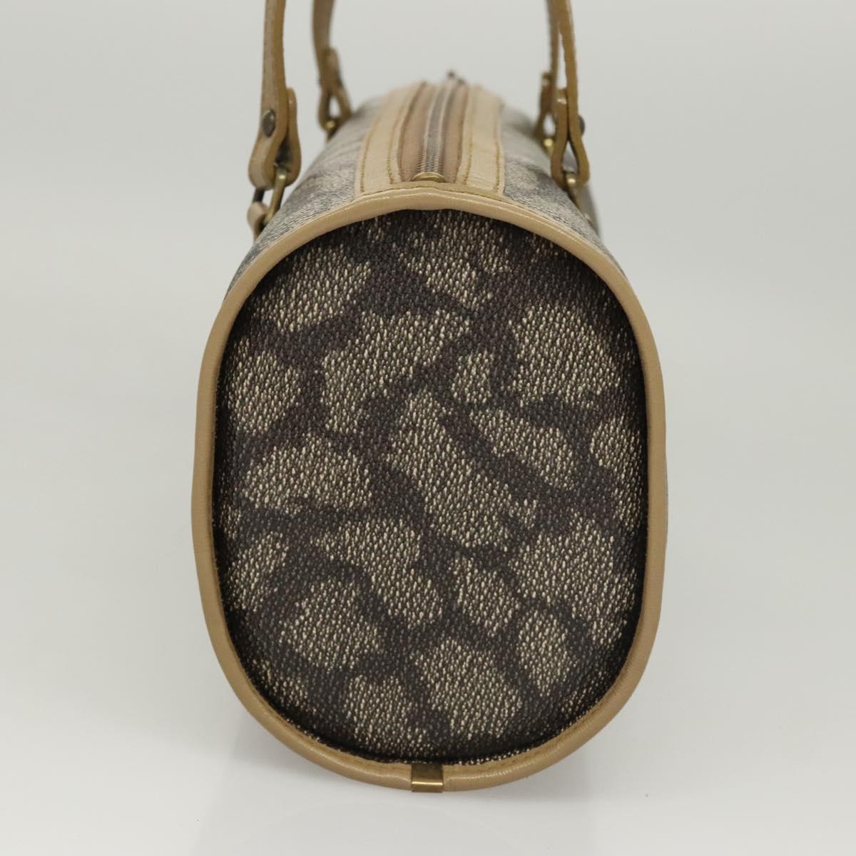 SAINT LAURENT Hand Bag Embossed Leather Gray Gold Auth BA1299