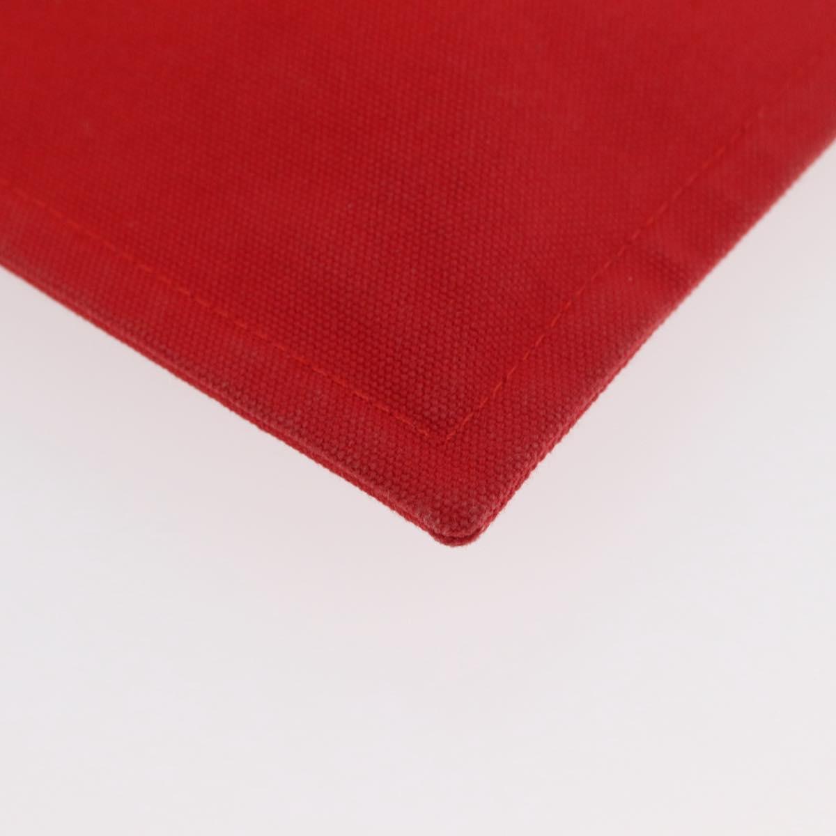 HERMES Pouch Clutch Bag Canvas Red Silver Auth BA12990